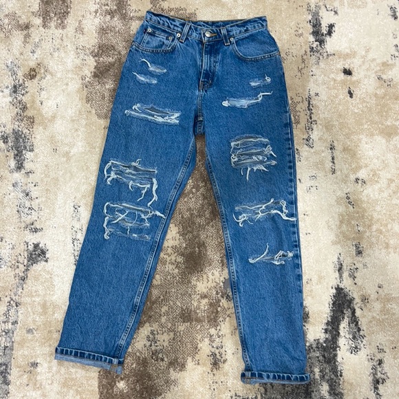Vintage Ralph Lauren Destroyed High Rise Mom Jeans - Picture 1 of 6
